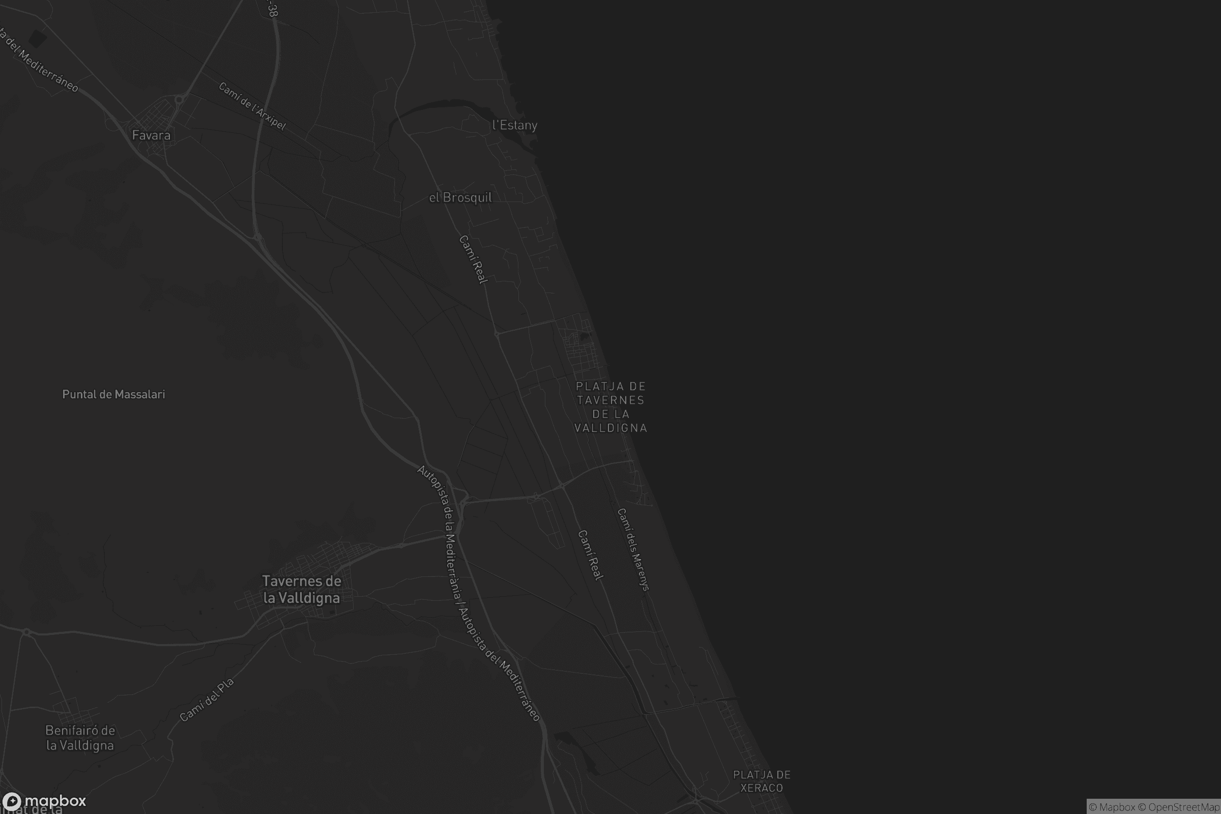 Mapa de Platja de Tavernes de la Valldigna