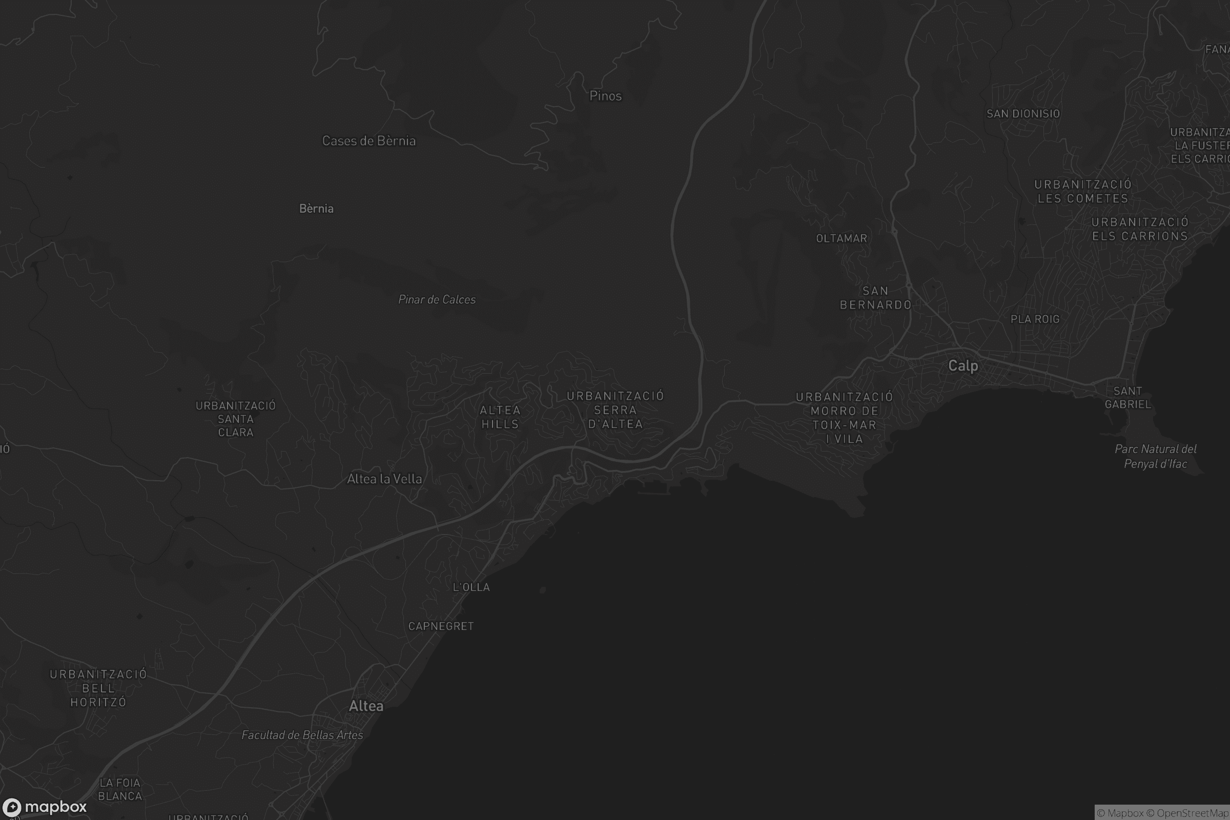 Mapa de Urbanització Serra d'Altea